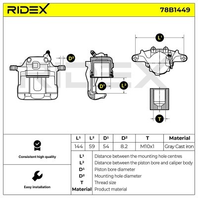 Bremssattel RIDEX 78B1449 78B1449 - foto 6