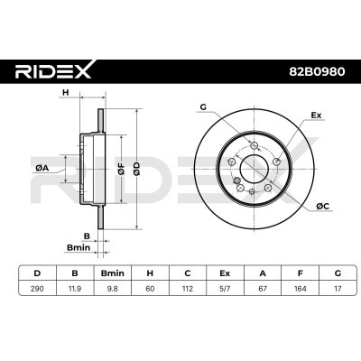 Bremsscheibe RIDEX 82B0980 82B0980 - foto 7