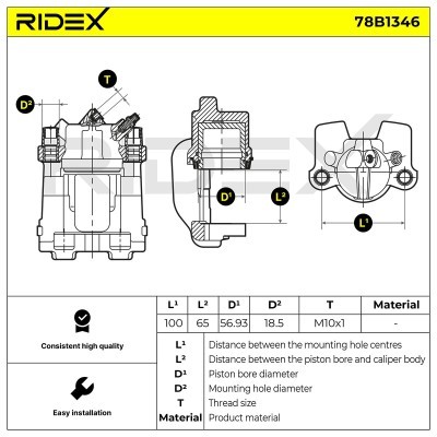 Bremssattel RIDEX 78B1346 78B1346 - foto 3