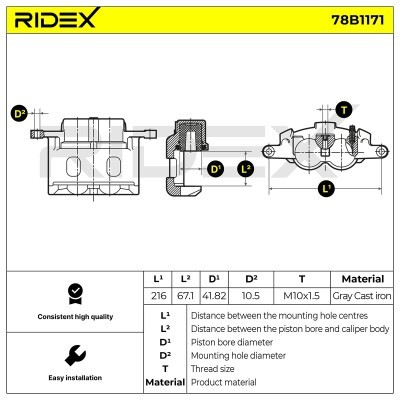 Bremssattel RIDEX 78B1171 78B1171 - foto 6