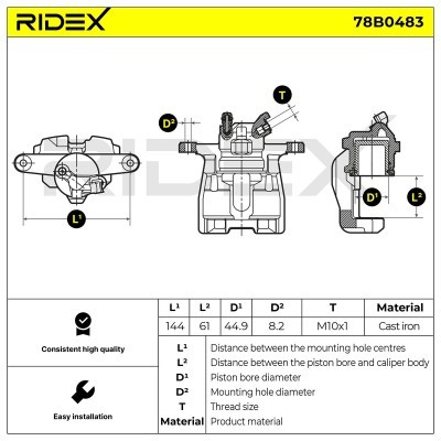 Bremssattel RIDEX 78B0483 78B0483 - foto 6