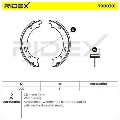 Bremsbeläge Satz RIDEX 70B0301 70B0301 - foto 4