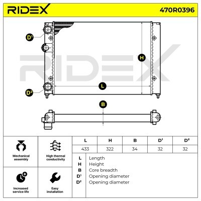 Kühler, Motorkühlung RIDEX 470R0396 470R0396 - foto 7