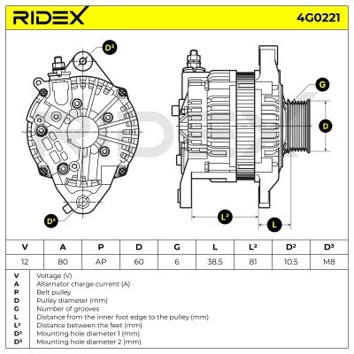 Generator RIDEX 4G0221 4G0221 - foto 7