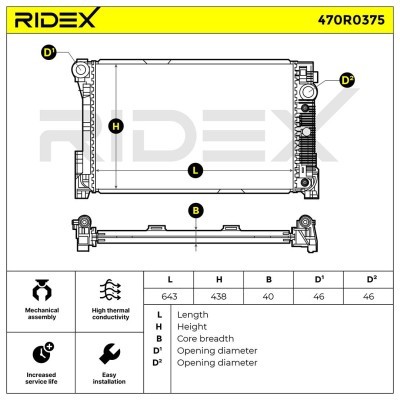 Kühler, Motorkühlung RIDEX 470R0375 470R0375 - foto 4