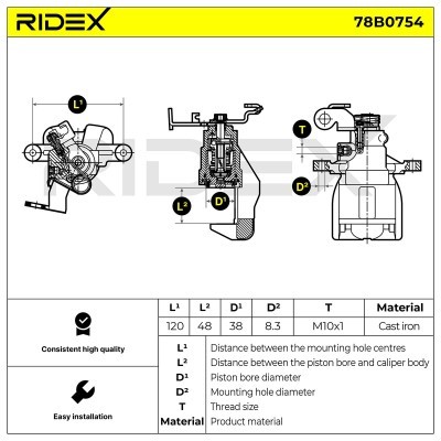Bremssattel RIDEX 78B0754 78B0754 - foto 6