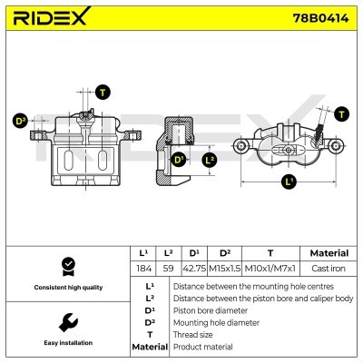 Bremssattel RIDEX 78B0414 78B0414 - foto 6