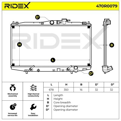 Kühler, Motorkühlung RIDEX 470R0079 470R0079 - foto 5
