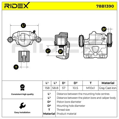 Bremssattel RIDEX 78B1390 78B1390 - foto 7