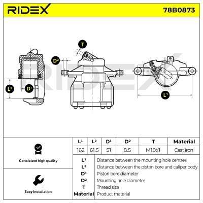 Bremssattel RIDEX 78B0873 78B0873 - foto 6