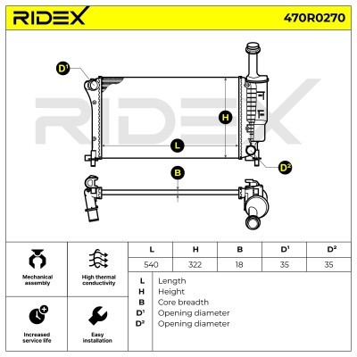 Kühler, Motorkühlung RIDEX 470R0270 470R0270 - foto 6