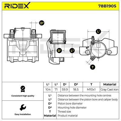 Bremssattel RIDEX 78B1905 78B1905 - foto 3