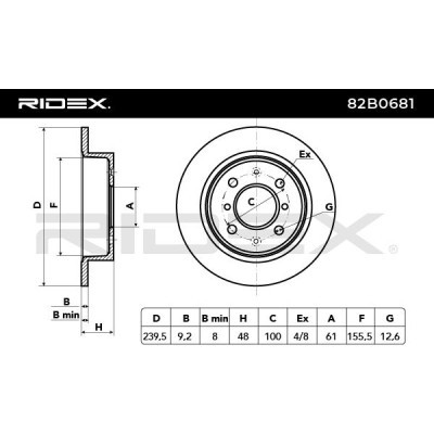 Bremsscheibe RIDEX 82B0681 82B0681 - foto 7