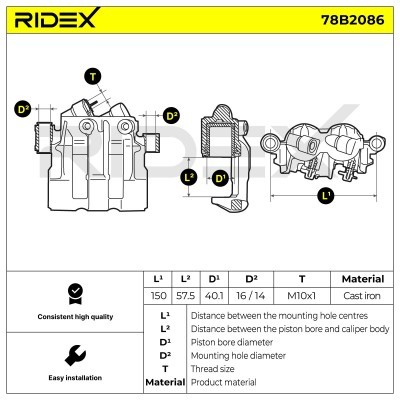 Bremssattel RIDEX 78B2086 78B2086 - foto 6
