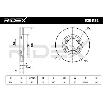 Bremsscheibe RIDEX 82B1192 82B1192 - foto 6