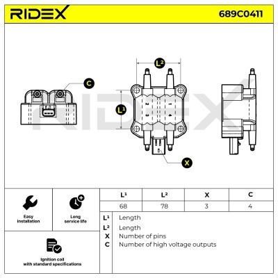Zündspule RIDEX 689C0411 689C0411 - foto 6