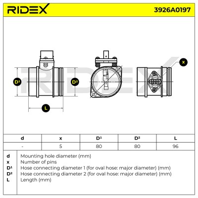 Luftmassenmesser RIDEX 3926A0197 3926A0197 - foto 8