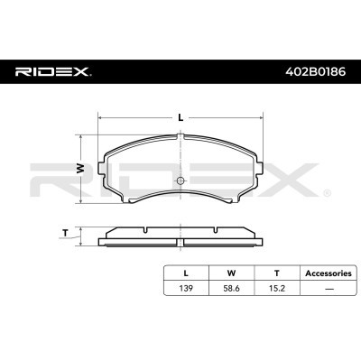 Bremsbeläge Satz RIDEX 402B0186 402B0186 - foto 3