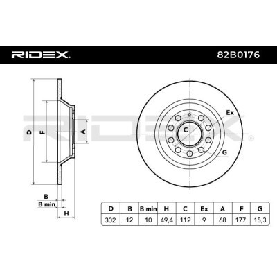Bremsscheibe RIDEX 82B0176 82B0176 - foto 7