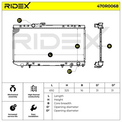 Kühler, Motorkühlung RIDEX 470R0068 470R0068 - foto 7