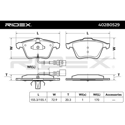 Bremsbeläge Satz RIDEX 402B0529 402B0529 - foto 7