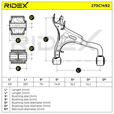 Querlenker RIDEX 273C1492 273C1492 - foto 8