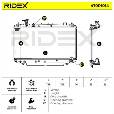 Kühler, Motorkühlung RIDEX 470R1014 470R1014 - foto 4