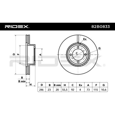 Bremsscheibe RIDEX 82B0833 82B0833 - foto 4