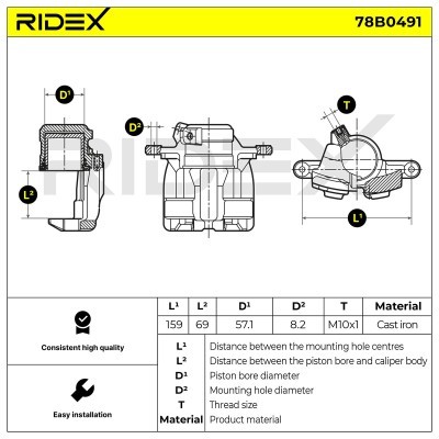 Bremssattel RIDEX 78B0491 78B0491 - foto 5
