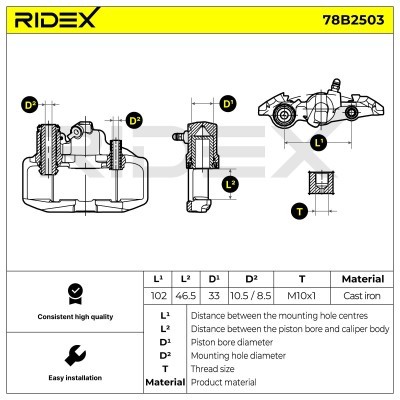 Bremssattel RIDEX 78B2503 78B2503 - foto 6