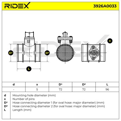 Luftmassenmesser RIDEX 3926A0033 3926A0033 - foto 6