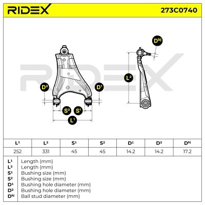Querlenker RIDEX 273C0740 273C0740 - foto 6