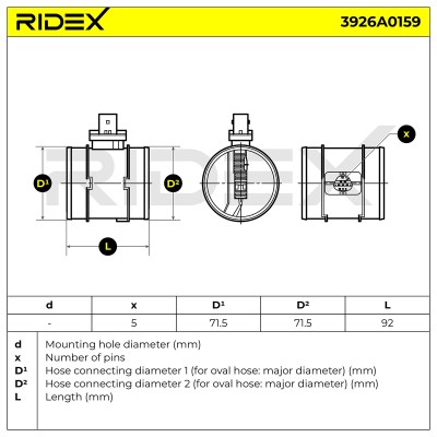 Luftmassenmesser RIDEX 3926A0159 3926A0159 - foto 7
