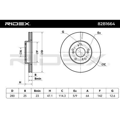 Bremsscheibe RIDEX 82B1664 82B1664 - foto 6