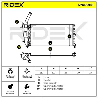 Kühler, Motorkühlung RIDEX 470R0118 470R0118 - foto 7