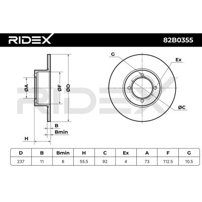 Bremsscheibe RIDEX 82B0355 82B0355 - foto 6