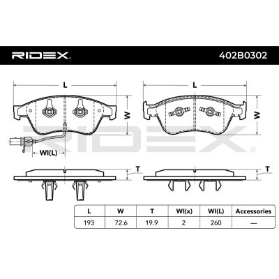 Bremsbeläge Satz RIDEX 402B0302 402B0302 - foto 6