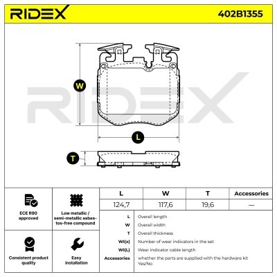 Bremsbeläge Satz RIDEX 402B1355 402B1355 - foto 7