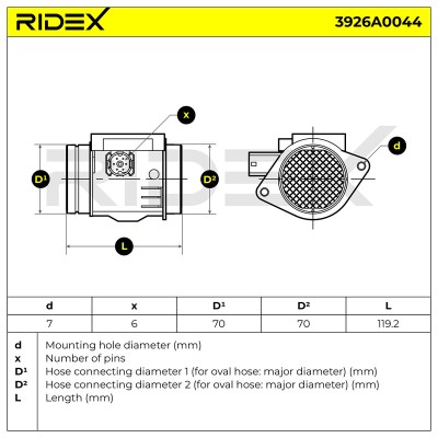 Luftmassenmesser RIDEX 3926A0044 3926A0044 - foto 6