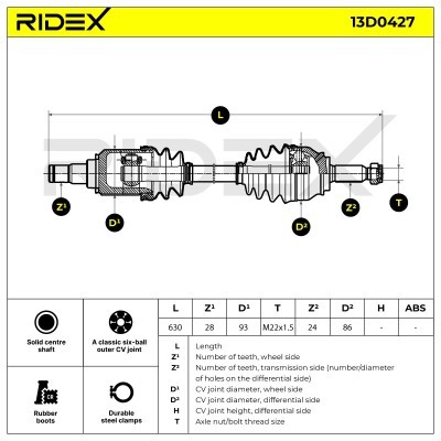 Antriebswelle RIDEX 13D0427 13D0427 - foto 8