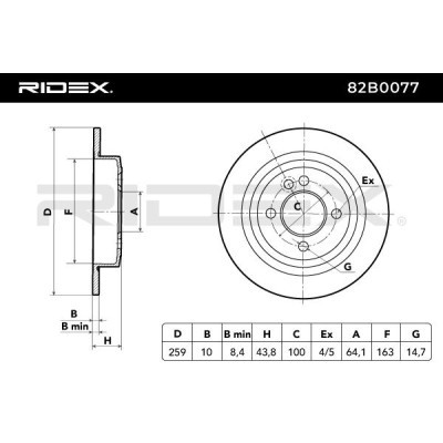 Bremsscheibe RIDEX 82B0077 82B0077 - foto 3