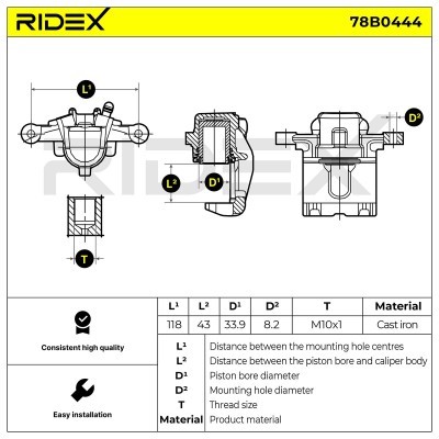 Bremssattel RIDEX 78B0444 78B0444 - foto 6
