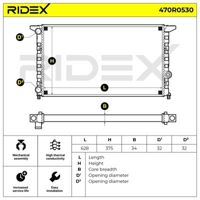 Kühler, Motorkühlung RIDEX 470R0530 470R0530 - foto 5