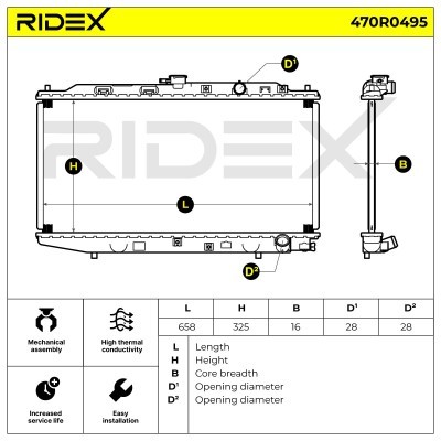 Kühler, Motorkühlung RIDEX 470R0495 470R0495 - foto 5