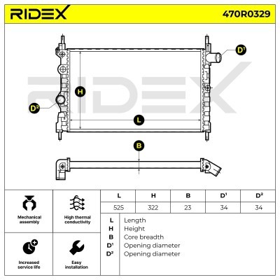 Kühler, Motorkühlung RIDEX 470R0329 470R0329 - foto 9