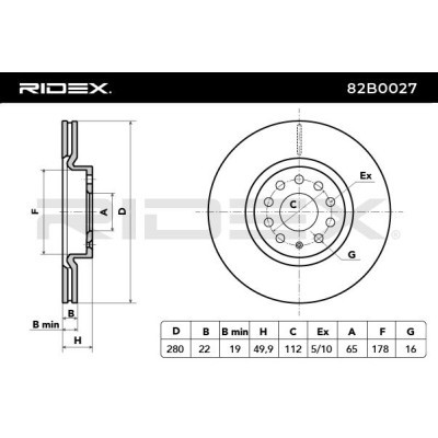 Bremsscheibe RIDEX 82B0027 82B0027 - foto 5