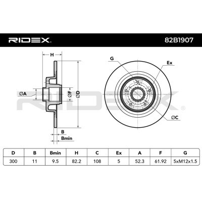 Bremsscheibe RIDEX 82B1907 82B1907 - foto 11