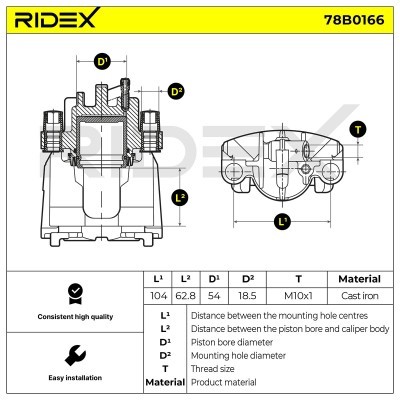 Bremssattel RIDEX 78B0166 78B0166 - foto 4