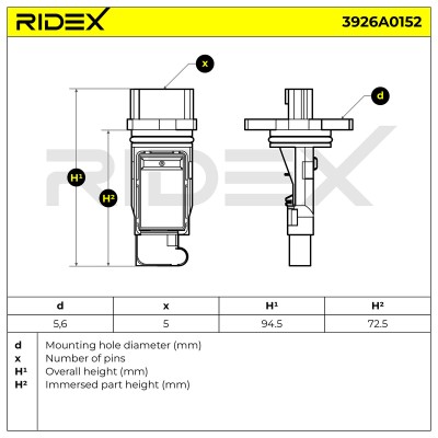 Luftmassenmesser RIDEX 3926A0152 3926A0152 - foto 6