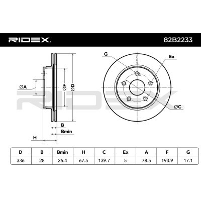 Bremsscheibe RIDEX 82B2233 82B2233 - foto 6
